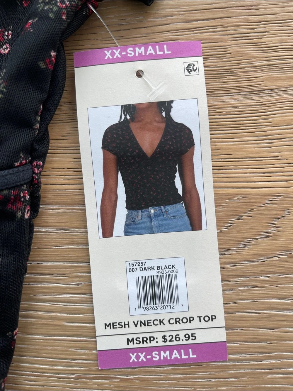 Aeropostale Black Floral‎ Trim Tie-Front Top